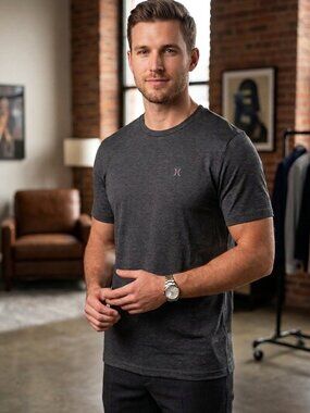 2/$40 NWT Hurley Men’s Heathered Charcoal Grey Tee Top Size Large L Short Sleeve